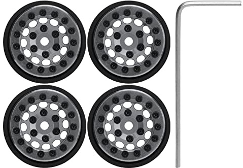 4pcs 1.0 Inch Beadlock Rims, RC Beadlock Wheel Hub, 12 Holes Aluminum y RC Wheel for FMS FCX24 1/24 Crawler, Weighted for Enhanced Stabi and Performance (Gray)