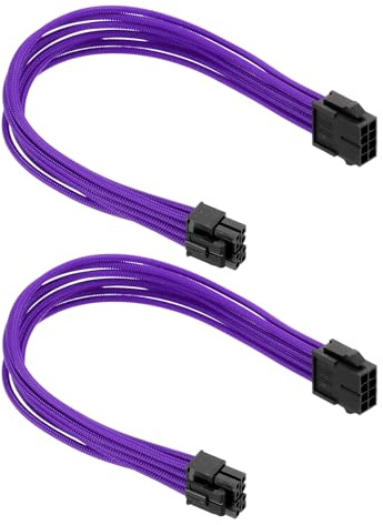 PATIKIL CPU Power Cable 12 Inch(30cm) 18AWG 12V, 2Pcs CPU 8 Pin Male to 8 Pin(4+4 Detachable) Male for Motherboard Power Adapter, Black Purple