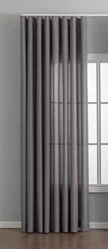 Gardinenbox Vorhang Cationic mit Wellenband »Wien« HxB 245x300 cm Grau 1:2 Wellenband Bleibandabschluß Knitterarm Wellenfall 2025110