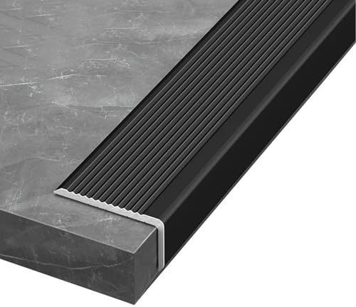 Treppenkantenprofil 100 cm Schwarze Alu Stufen-Kantenprofil für Fliesen/Laminat/Holz/Vinyl(W 50 x H 25 mm)
