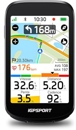 iGPSPORT BSC500 Trådlös cykelräknare, 3,3 touch-karta röstnavigering | Träning Climb Mode VAE automatisk omberäkning av vägbeskrivningar kompatibel Radar Sync Strava Bluetooth ANT+ GPS cykel