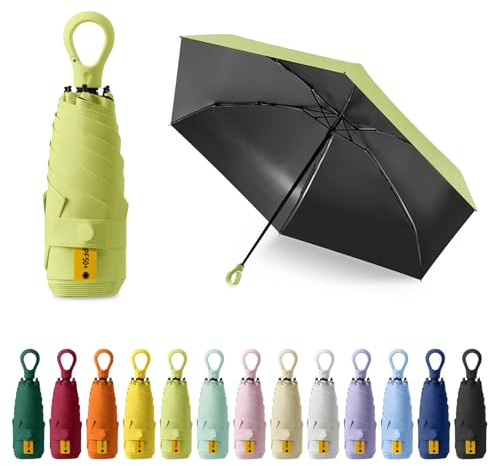 FESDMOH Paraguas Plegable, Umbrella para Viaje, Ultraligero, Compacto, Portátil, Paraguas para el sol para Hombre y Mujer