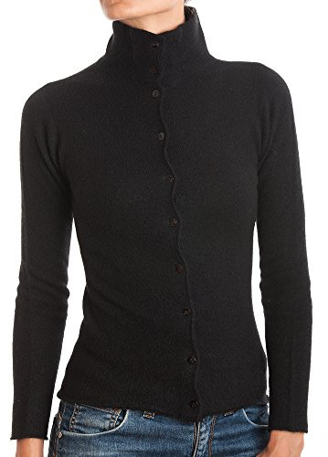 DALLE PIANE CASHMERE - Bomber med knappar 100 % kashmir, tillverkad i Italien, Svart, XXL
