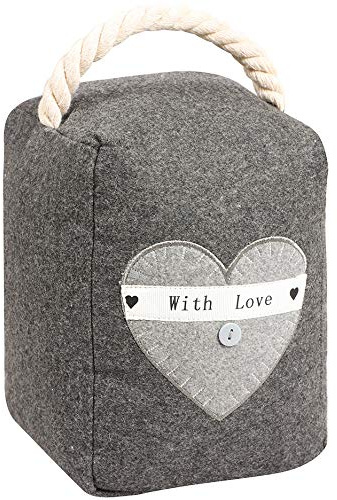 Door Stop Grey 1.4kg Doorstop Embroidered Fabric Heart Door Stopper Mothers Day Home Gift