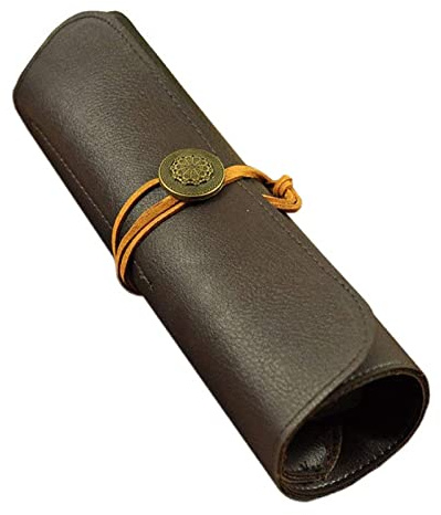 Xrten Messertasche aus PU Leder,Wasserdicht Messer Aufbewahrungstasche Rolltasche mit 5 Fächern für Köche
