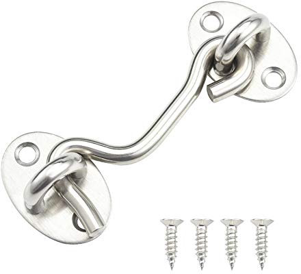 Jalan Kabine Haken, Auge Riegel & Bolzen für Türschlösser, Edelstahl Fensterriegel für Tür Garagentor Fenster Scheunentor, 75 mm Silber