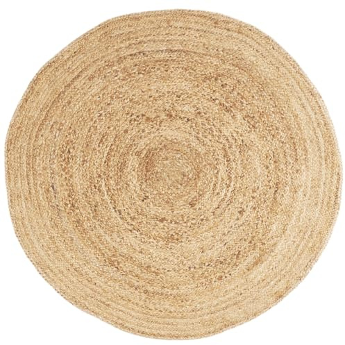 Boho Runder Jute-Teppich Abril handgefertigt in Natur 120 cm Deko