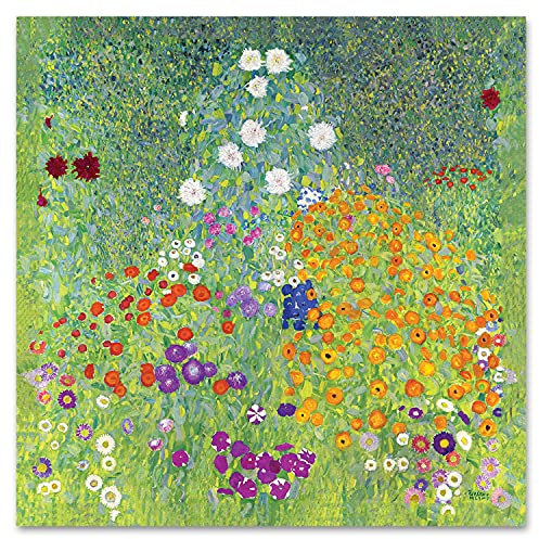 Giallobus - Cuadro - Gustav Klimt - Jardín florecido - Vidrio acrílico - 100L x 100l cm - Listo para colgar - Cuadros modernos