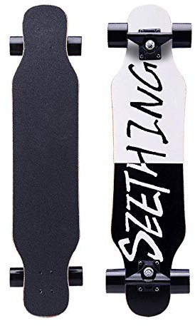 KHSKX Longboard Freestyle Dance Board Longboard Skateboard für Junge Erwachsene Anfänger Jungen und Mädchen-Schwarz und weiß