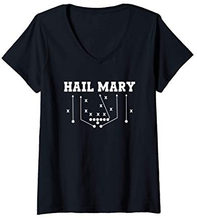 Damen American Football Spielzug Hail Mary T-Shirt mit V-Ausschnitt