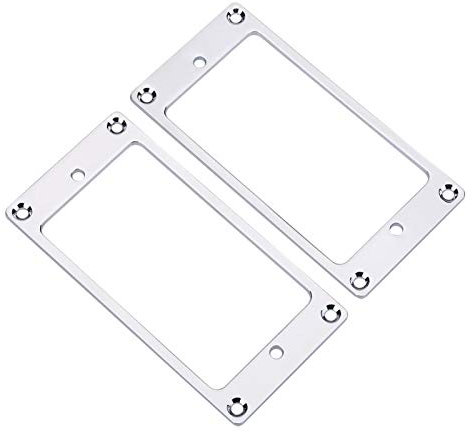 Humbucker Rahmen, Tonabnehmerrahmen Humbucker, Pickup Rahmen, 2 Stück Pickup Montagering, Metall Pickup Ringe, flacher Humbucker-Montagering für E-Gitarren (Silber)