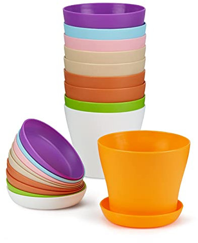 Bramble - Small Plastic Plant Flower Pots, 4 / 10 cm for Seed Nursery, Herb - Indoor & Outdoor Garden (10 Pack)