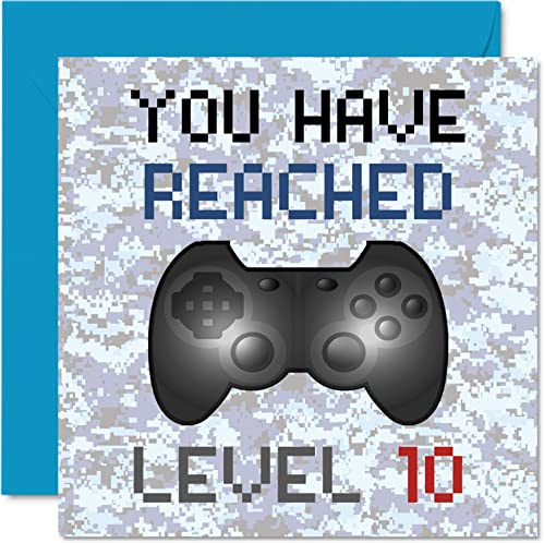10:e spelare födelsedagskort – 'You Have Reached Level 10' – födelsedagskort för pojkar, barnspel ålder 10 tionde födelsedag gratulationskort, videospel spel spel dotter son brorson brorsdotter