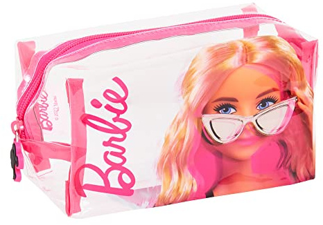 Barbie Trousse de maquillage transparente pour filles et femmes - Trousse de toilette de voyage, rose, Taille unique, Trousse de maquillage