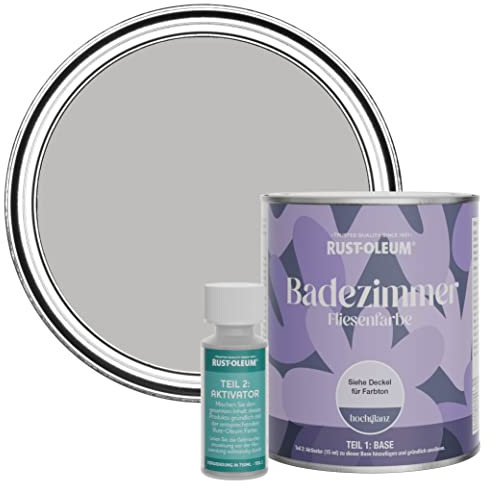 Rust-Oleum Peinture Grise Résistante à l'eau pour Carrelage de Salle de Bain, Finition Brillante - Silex 750ml