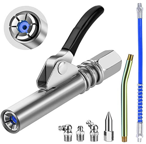 URAQT 12000 PSI Fettpresse Mundstück Schnelle Veröffentlichung Einhandfettpresse mit 30CM Langen Verbindungsschlauch kompatibel mit Zubehör