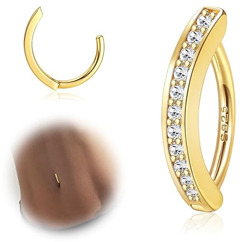 ORAZIO 14G Anneaux Clicker pour Femmes en Argent 925, Piercing Nombril Or et Argent 10/12MM