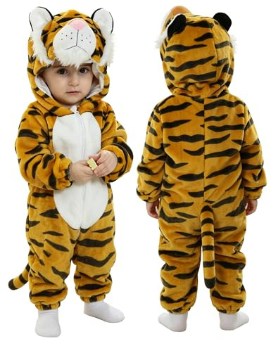 Doladola Mono de bebé con Capucha Mono de Dibujos Animados Animal Romper Pijama(4-5 ans,Tigre)
