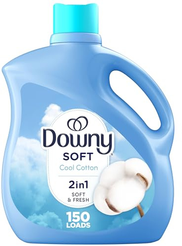 Downy Soft, 2 in 1 Soft and Fresh Liquid Fabric Softener, Cool Cotton, 111 fl oz, 150 Loads, Fabric Conditioner Liquid provides softness and freshness for fabrics