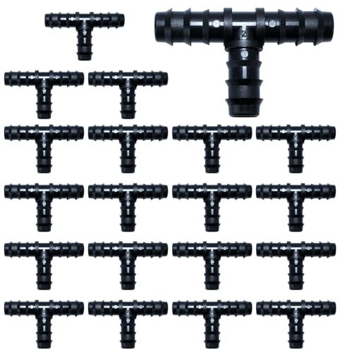 RYXZEN 20 Pezzi Raccordi per Tubi irrigazione 13mm connettore a T Connettore Goccia a Goccia Adattatore per Tubo da Giardino Connettori in Plastica per Tubi Flessibili per 16 mm Sistema di Irrigazione
