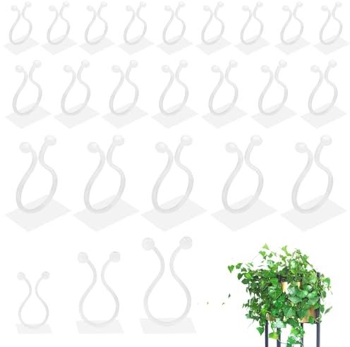 120 Pflanzenclips,3 Größen Pflanzenclips Wand,Pflanzenhalter Wand(Weiß) | Pflanzen Wandhalterung,Selbstklebend,UnauffäLlig,Pflanzen Clips Pflanzenklammern FüR Kletterpflanzen Sicherung