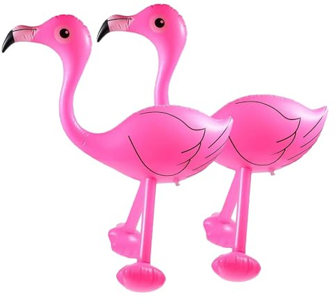 RmKbe Aufblasbares rosa Flamingo, aufblasbares Spielzeug, hawaiianischer tropischer Sommer, Luau-Party-Zubehör für Pool-Partys, 2 Stück