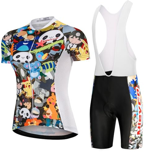 Conjunto Ciclismo Mujer Verano Ropa Bici MTB Manga Corta Maillot Ciclista,Traje Bicicleta Camiseta Ciclo y Culotte Tirantes con 19D Gel Acolchado,Completa Jerseys Transpirable Secado Ráido(4,S)