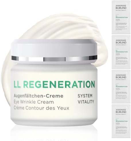ANNEMARIE BÖRLIND LL REGENERATION Augenfältchen-Creme (30ml) + Gratis Probe Sachets (Reinigung, Stärkung, Tagescreme, Nachtcreme) - Glättet und Erfrischt, mildert Trockenheitsfältchen sichtbar