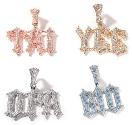 Benutzerdefinierte Iced Out Letter Anhänger Personalisierte Initial Letter Anhänger Hip Hop Name Halskette mit Tennis Kette Bunte Diamanten Customized Nameplate Schmuck Geschenke für Männer Frauen
