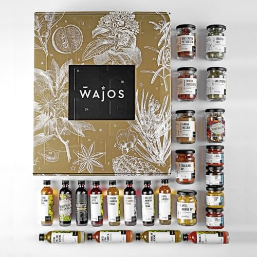 Wajos Adventskalender 2024, vegan: Der etwas andere Feinkost- & Gewürz-Adventskalender für Männer und Frauen, Weihnachtskalender Gold-Edition