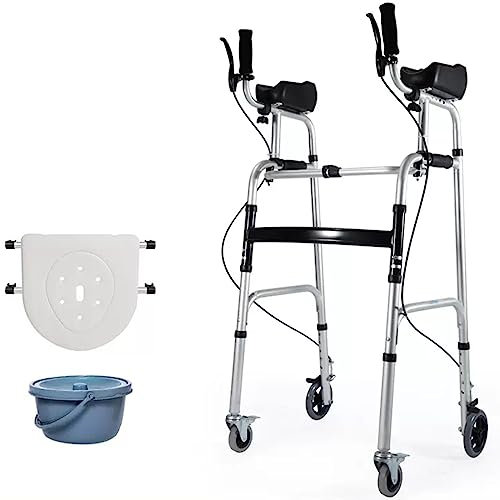 FLNOZAMZ Gehhilfen für ältere Menschen, multifunktionaler Trolley-Ständer, tragbarer medizinischer Gehhilfe mit Einstellbarer Höhe, Faltbarer stehender Gehhilfe, ergonomisch, für Senioren (A)
