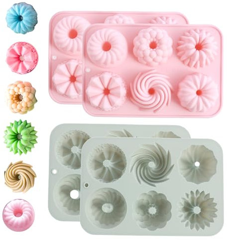 4Pcs Mini Cake Pan Silicone Fluted Tube Cake Pan Heat Resistant Silicone Baking Mold Non Stick Cupcake Mold 6 Cavity Baking Pan Reusable Baking Tray Practical Baking Cake Mold for Cupcakes 7