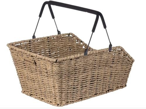 Basil Cento Rattan Look MIK Fahrradkorb - Hinten, 22L, Nature Braun, Wetterfest, inkl. abschließbarem MIK-System