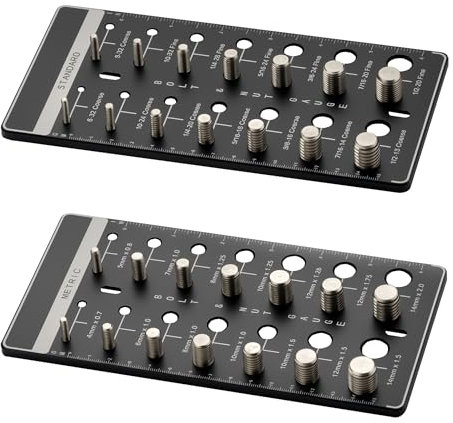 Wiltec Gewindelehre für Bolzen und Muttern, Messmittel für imperiale und metrische Gewinde, 28 Gewindegrößen, Schraubengröße bestimmen