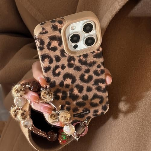 PAIXIKYZ Hülle Kompatibel mit iPhone 15 Pro Max | Etui Luxus Leopard Pelz