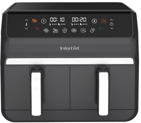 Instant Pot: Freidora de Aire Vortex Dual Truffle: Grande 8 L, Tamaño familiar, Doble cesta de 4 L, 8 en 1, Deshidratar alimentos, Parrilla, Hornear, Asar, Recalentar, Antiadherente, Fácil de limpiar