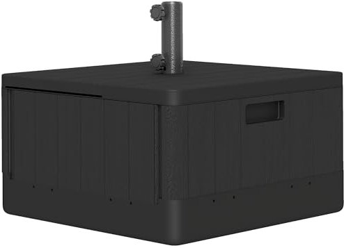 Outsunny Garden Parasol Base Outdoor Umbrella Stand with Wheels Handles, Garden Umbrella Base, Filled Up to 80kg with Stand or 50kg with Water for 38, 48 mm Poles, Black