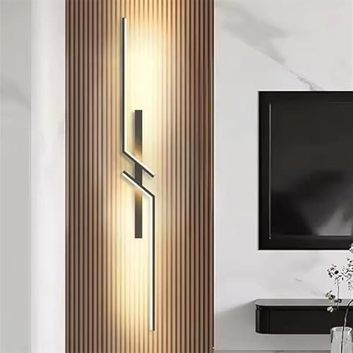 DELIPOP Wandleuchte LED Innen, 24W Lange Linie Moderne Wandlampe Schwarz, Warmweiß 3000K Wandbeleuchtung Für Schlafzimmer Wohnzimmer Korridor Treppenhaus | Lange Linie Wandbeleuchtung Für Schlafzimmer Wohnzimmer Korridor Esszimmer