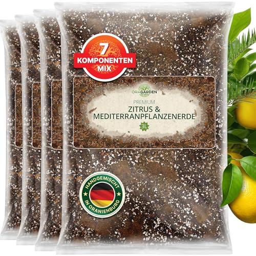 ORAGARDEN Zitruserde und Mediterranpflanzenerde für Zimmerpflanzen und Garten- 12L Terrarien Substrat für Pflanzen, Palmen, Blumen, Grünpflanzen - 7 Komponenten Zitrus Erde