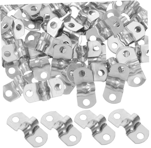 GLEAVI 50pcs Heavy Duty Stainless Steel Pipe Brackets Clamp Bracket Two Strap for Water Electrical Cables Tubing Support