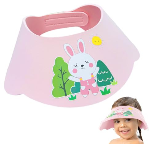 NHQZ Bonnet de douche pour bébés et tout-petits – Fermeture Velcro réglable, protège les yeux, le nez et les oreilles de l'eau et du shampooing – Parfait pour le lavage des cheveux（Lapin rose）
