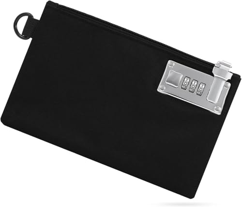 Geldtasche mit Zahlenschloss, Geldtaschen mit Reißverschluss, 20.6x13.3cm Wasserdicht Geldbeutel mit Schloss, Abschließbare Geldtasche Banktasche für Wertsachen, Dokumente, Geld, Passport, Bankdateib