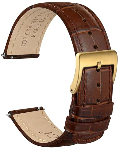 WOCCI Leder Uhrenarmband für Herren Damen, Top Grain Leder, Geprägtes Alligatorkorn, Schnellverschluss, Bandbreite 18mm 20mm 22mm