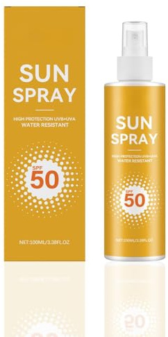 Sun Spray-Sun Cream Spf 50,Face Sun Cream Spf 50,All Day Su n Crea m,Sunscreen for Sensitive Skin,Non-Greasy Broad Spectrum Formula Moisturises, Soothes And Protects Skin, Water Resistant