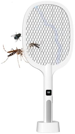 Mateju Elektrische Fliegenklatsche USB C, Elektrische Fliegenklatsche Extra Stark Aufladbar USB Fliegenfänger Insektenfalle, für Indoor Küche Gärten (Weiß)
