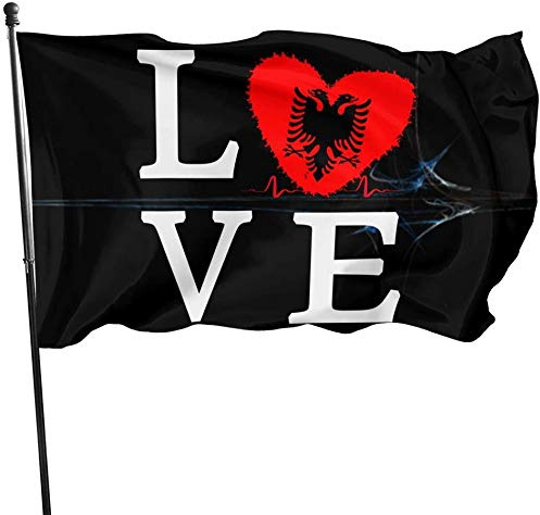 Bandiera 90x150cm, Love Albania Bandiera Di Benvenuto Decorazione Striscione All'Aperto, Per Feste Estive, Celebrazioni, Eventi
