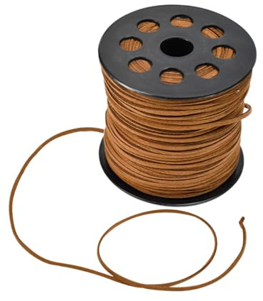 FuxFuis 1 Rotolo di Cordoncino in Pelle Scamosciata 9 M x 2,7 MM, Corda Piatta in Finta Pelle, Corda di Cuoio Finta Pelle Scamosciata per Collana, Braccialetto Fai-da-Te e Confezione Regalo, Marrone