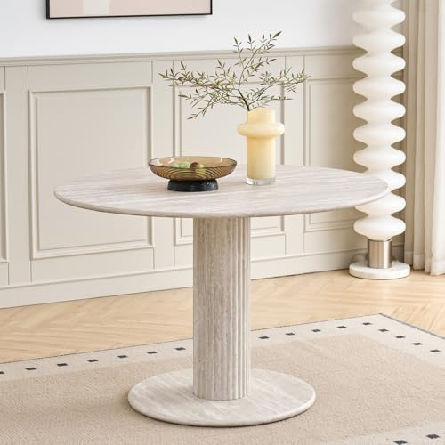 HJhomeheart 115 cm Esstisch, Moderner, Minimalistischer, Runder Küchentisch, Geeignet für Küchen und Esszimmer – GDS