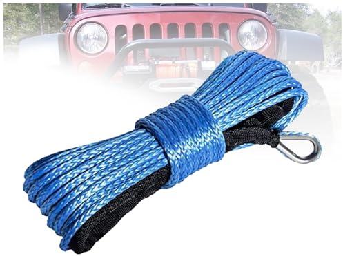 Cuerda sintética for cabrestante de 8 mm x 15 m, 13400 LB, Resistente, for Remolque Alivio, for vehículos Todoterreno ATV UTV Fuerte Capacidad de Carga(Blue)
