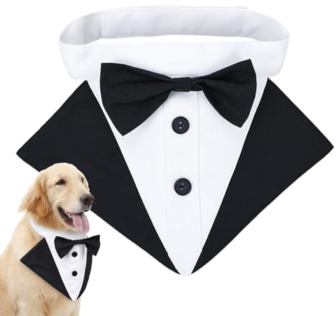 Luxurious Dog Tuxedo Harness - Dog Tuxedo Collar | Elegant Dogs Tuxedos and Bandanas | Comfortable Bandana Collar for Formal Dogs Costumes Engagement Birthday